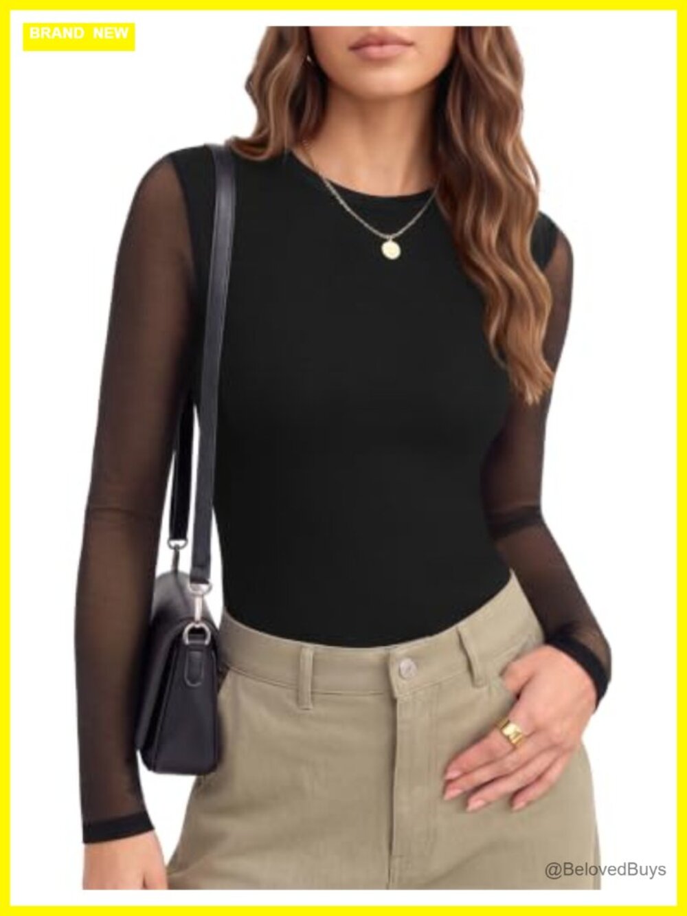 Mesh Long Sleeve Crew Neck Slim Fit Top